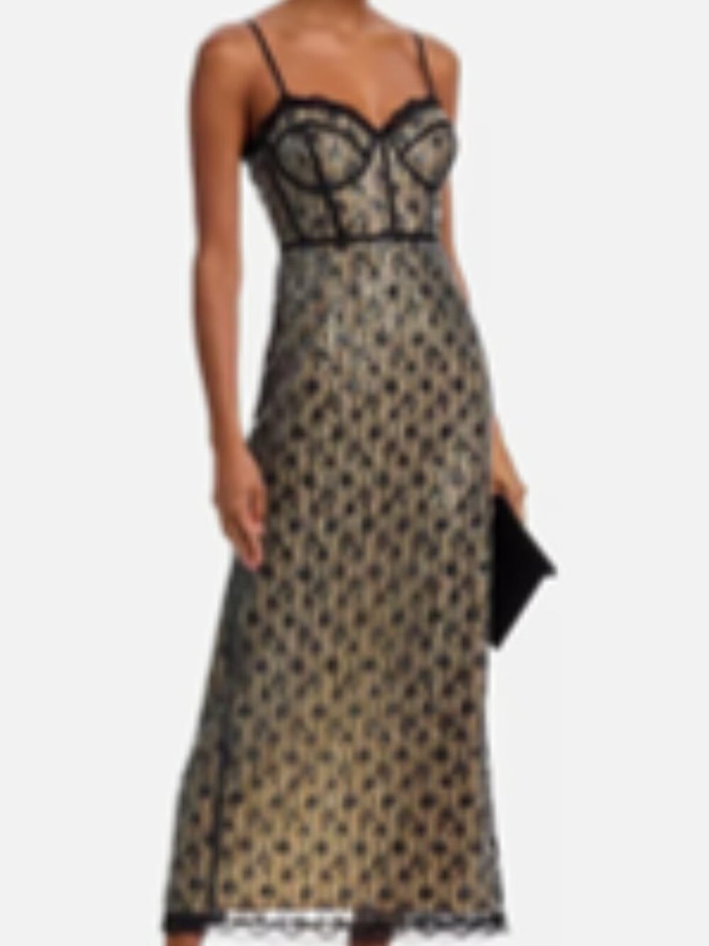 AQUA Lace Bustier Sleeveless Midi Dress